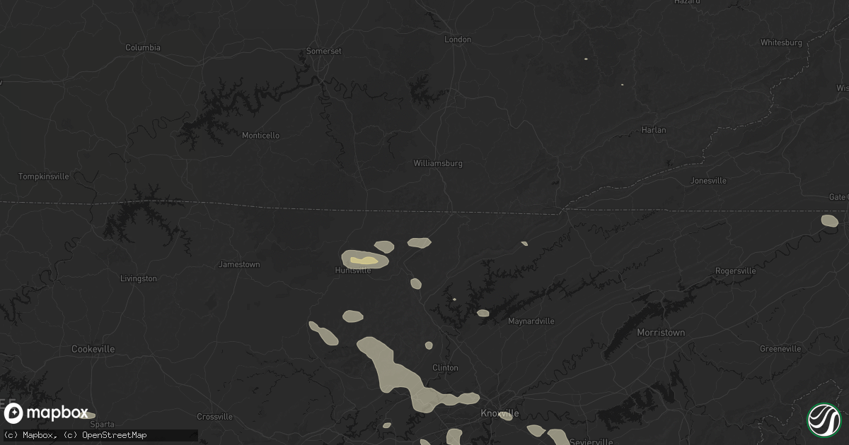 Hail map in Newcomb, TN on August 17, 2026