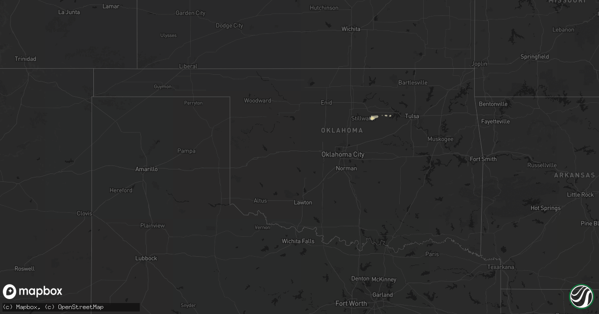 Hail map in Oklahoma on August 17, 2026