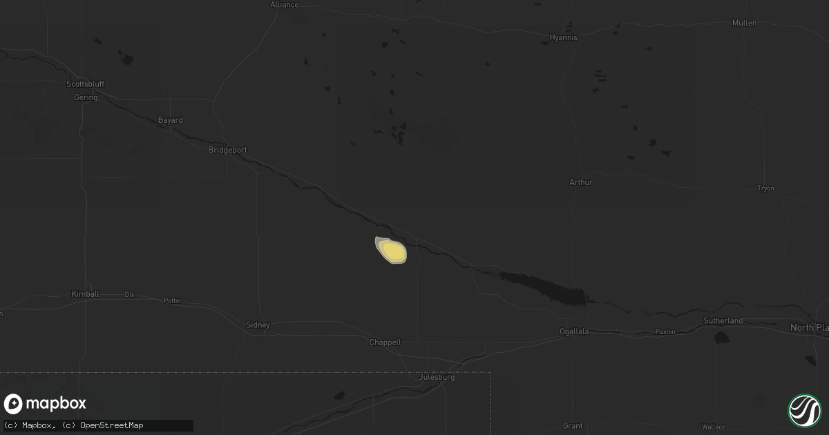 Hail map in Oshkosh, NE on August 17, 2026