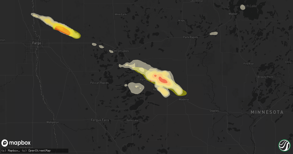 Hail map in Perham, MN on August 17, 2026