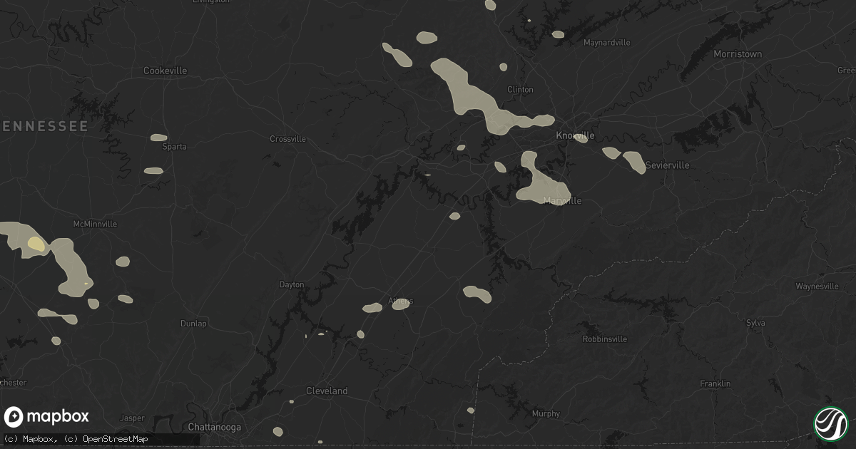 Hail map in Philadelphia, TN on August 17, 2026