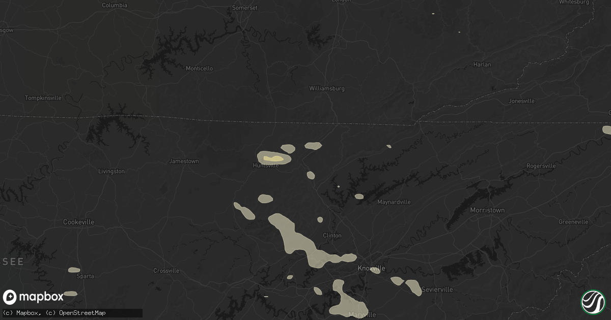 Hail map in Pioneer, TN on August 17, 2026