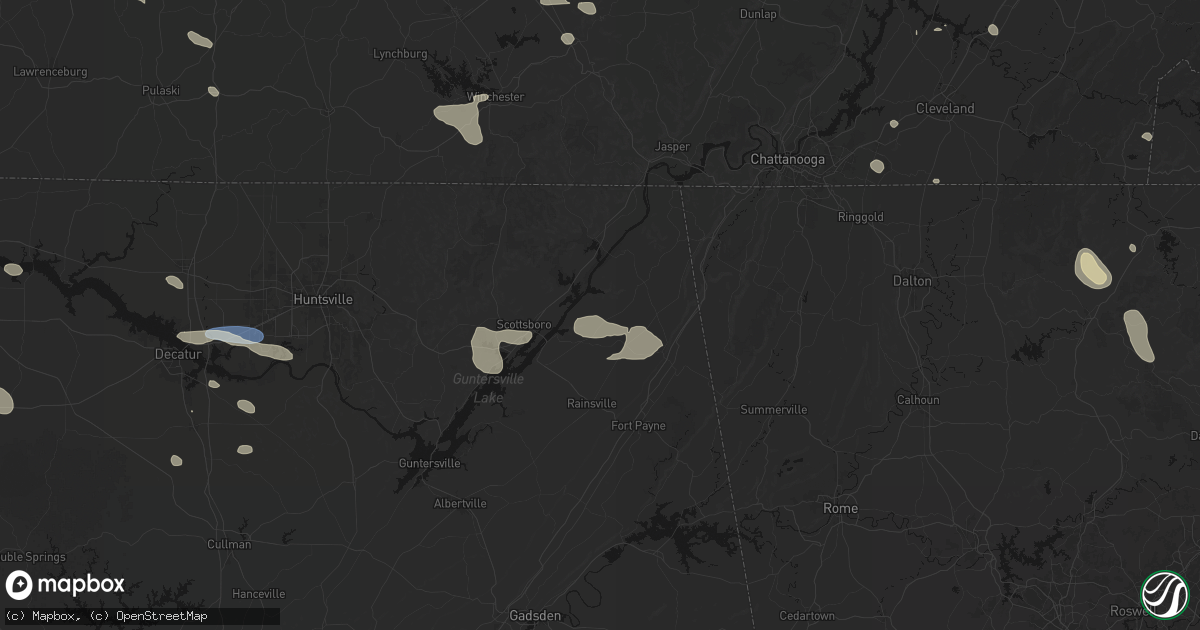Hail map in Pisgah, AL on August 17, 2026