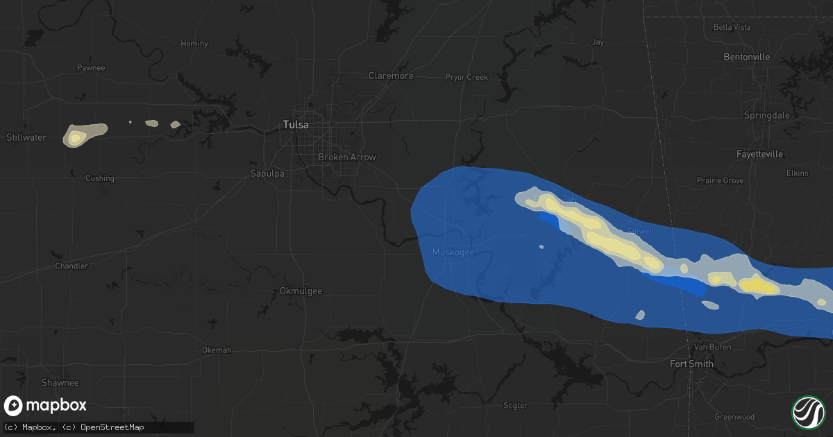 Hail map in Porter, OK on August 17, 2026