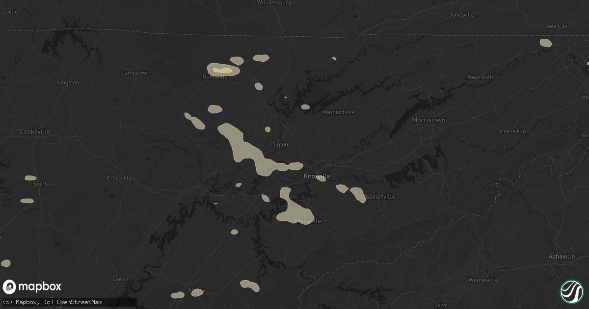 Hail map in Powell, TN on August 17, 2026