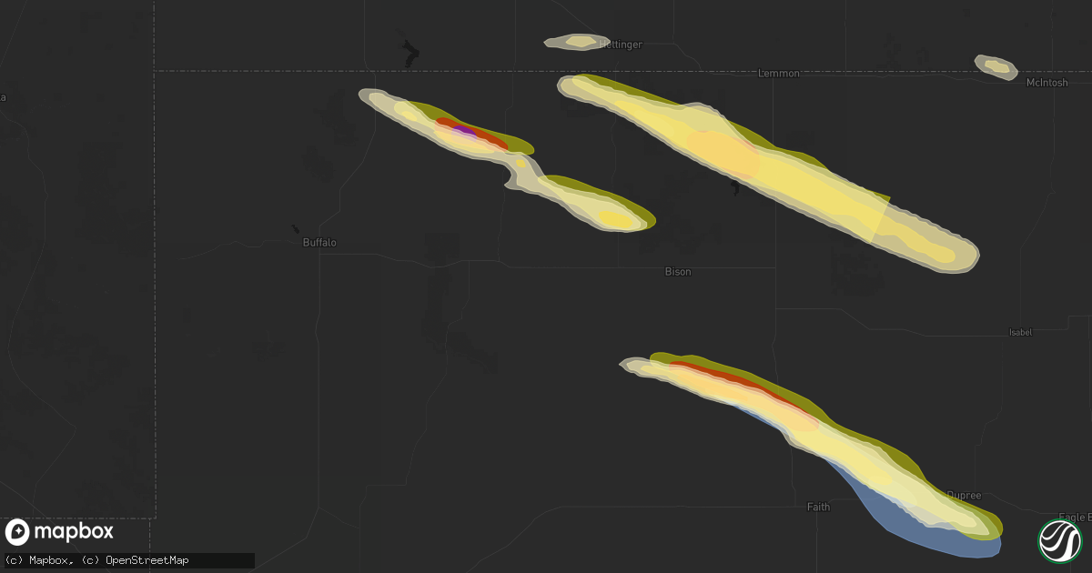 Hail map in Prairie City, SD on August 17, 2026
