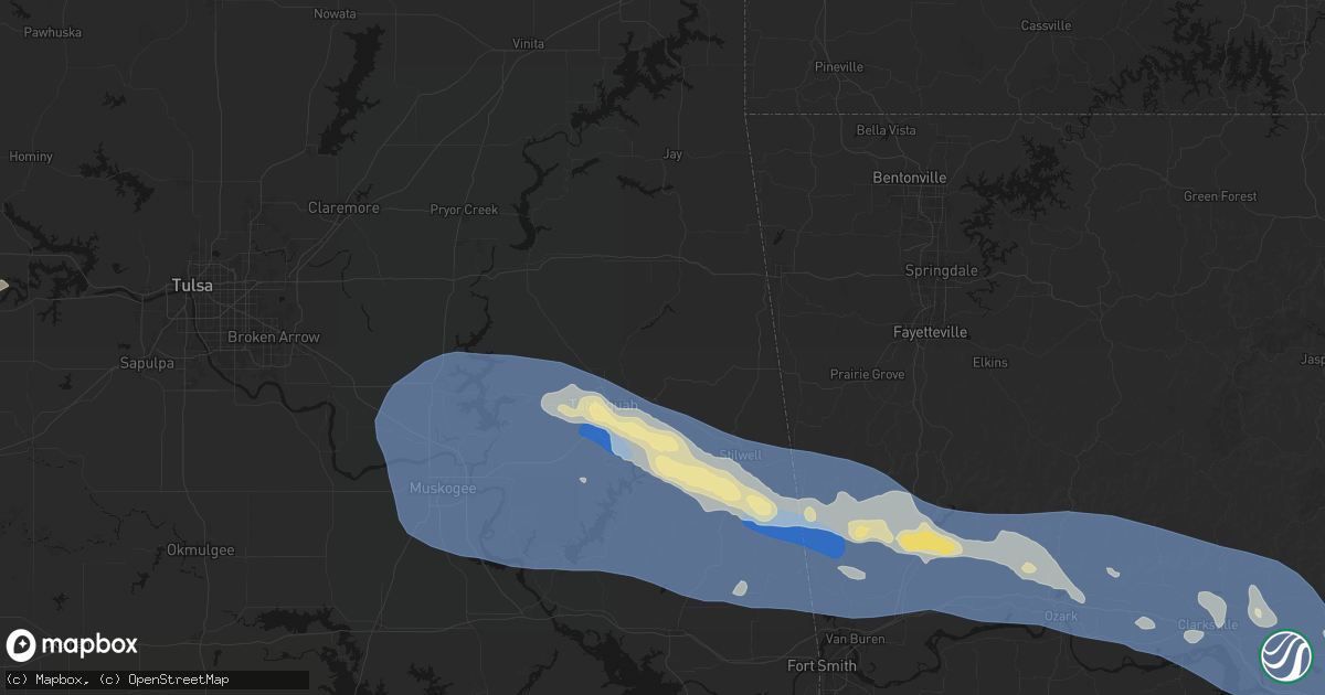 Hail map in Proctor, OK on August 17, 2026