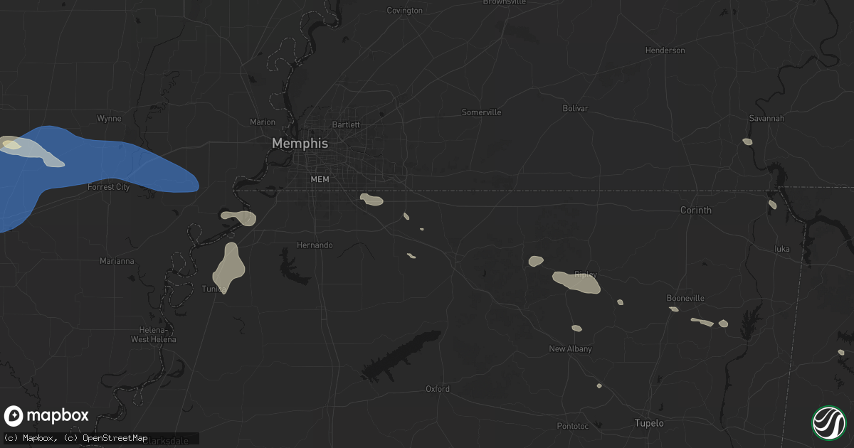 Hail map in Red Banks, MS on August 17, 2026