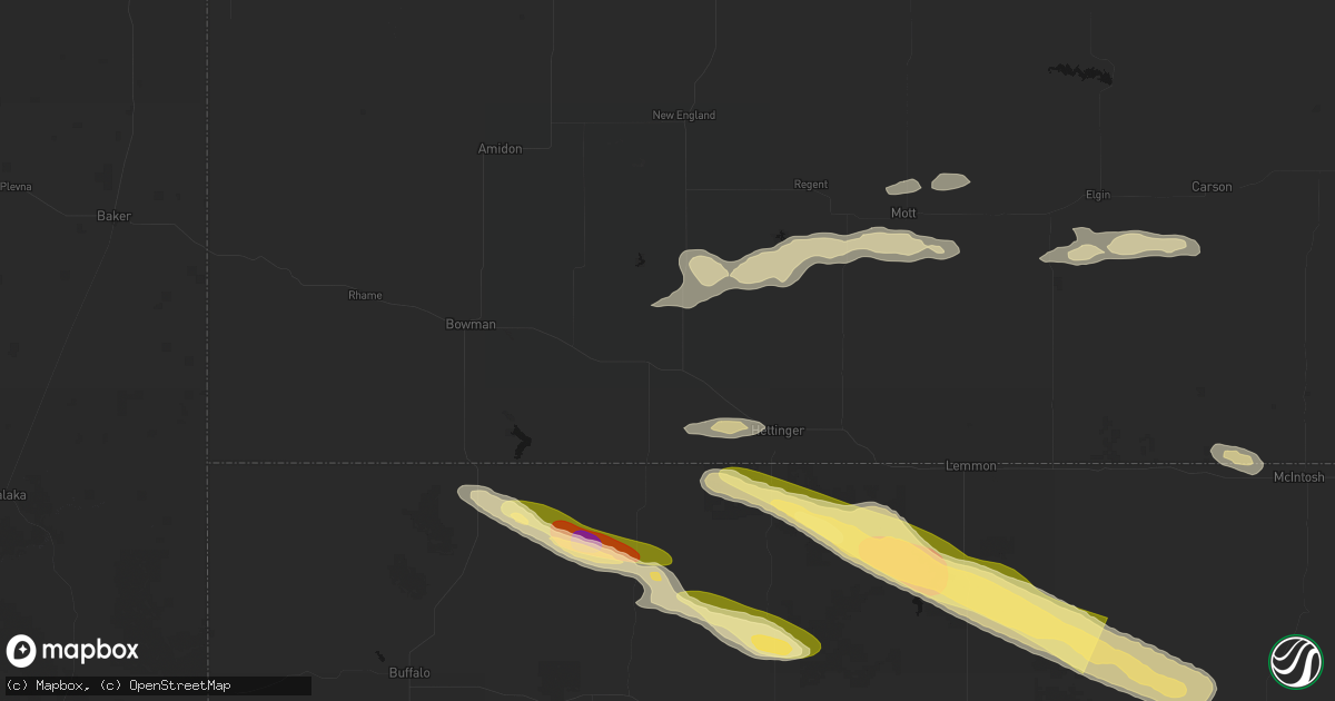 Hail map in Reeder, ND on August 17, 2026