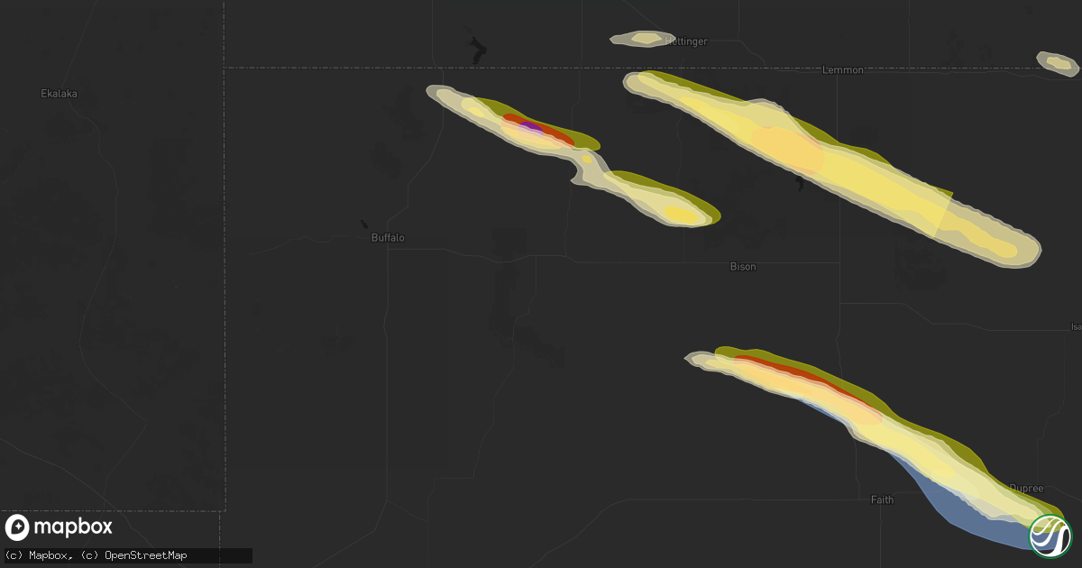 Hail map in Reva, SD on August 17, 2026