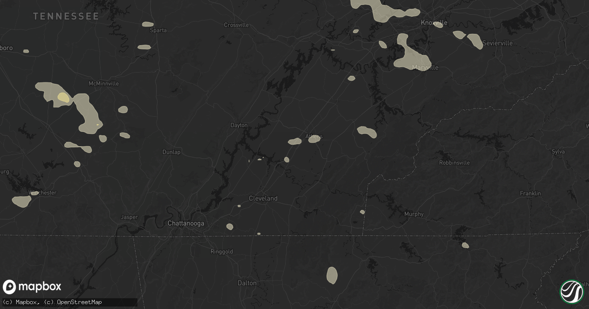 Hail map in Riceville, TN on August 17, 2026