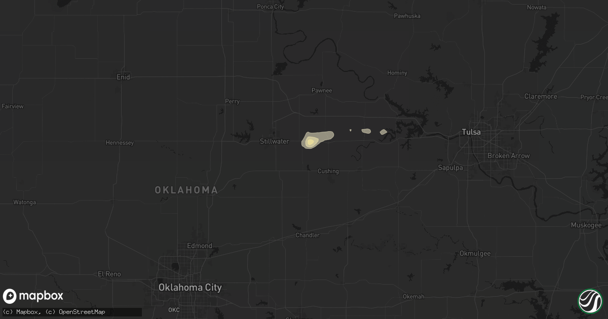 Hail map in Ripley, OK on August 17, 2026