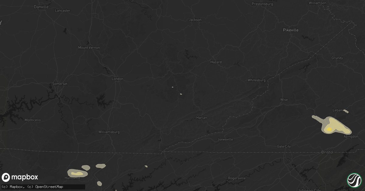 Hail map in Roark, KY on August 17, 2026