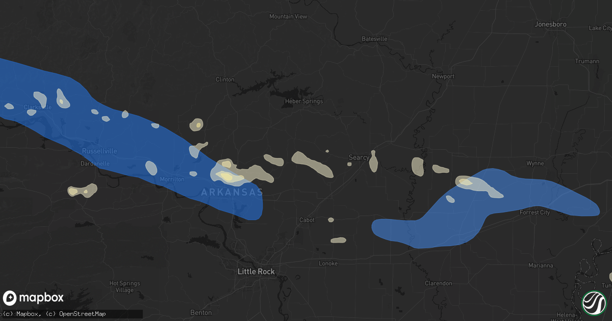 Hail map in Romance, AR on August 17, 2026