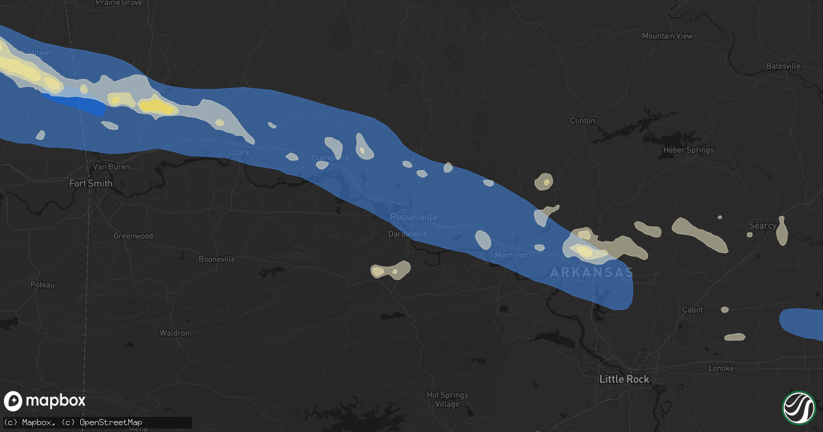Hail map in Russellville, AR on August 17, 2026