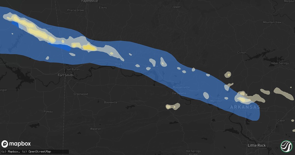Hail map in Scranton, AR on August 17, 2026