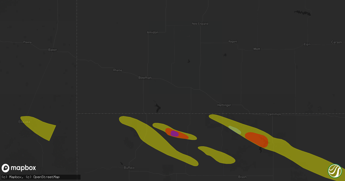 Hail map in Scranton, ND on August 17, 2026