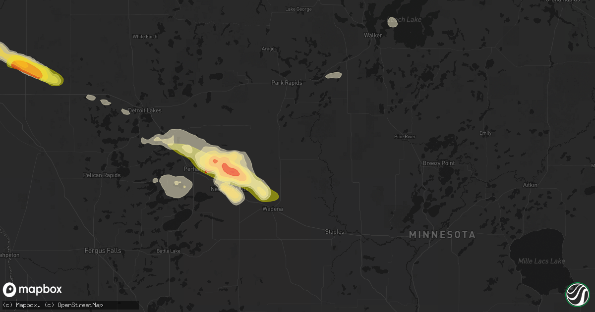 Hail map in Sebeka, MN on August 17, 2026