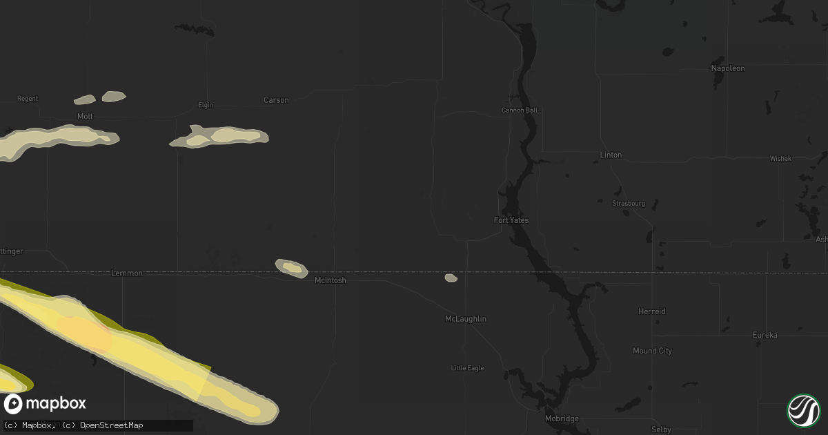 Hail map in Selfridge, ND on August 17, 2026