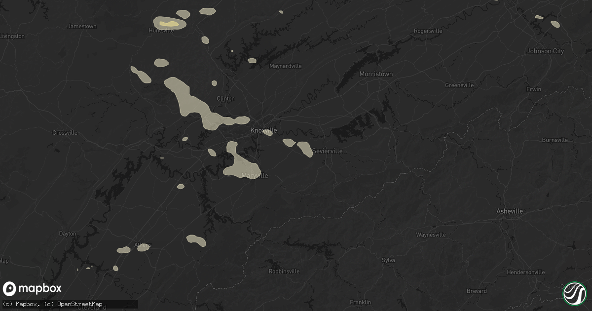 Hail map in Seymour, TN on August 17, 2026