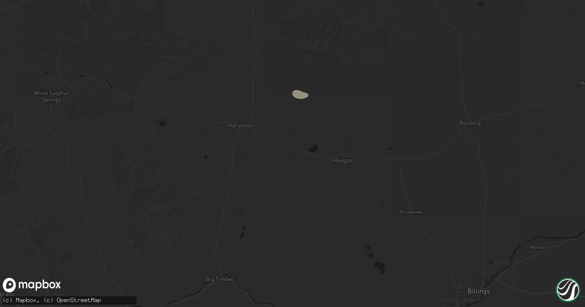 Hail map in Shawmut, MT on August 17, 2026
