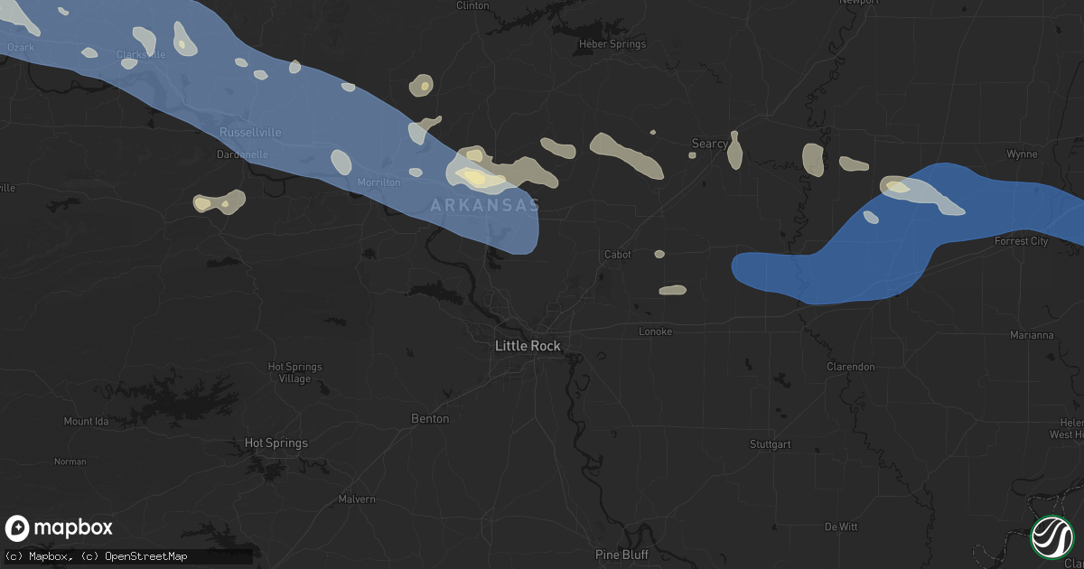 Hail map in Sherwood, AR on August 17, 2026