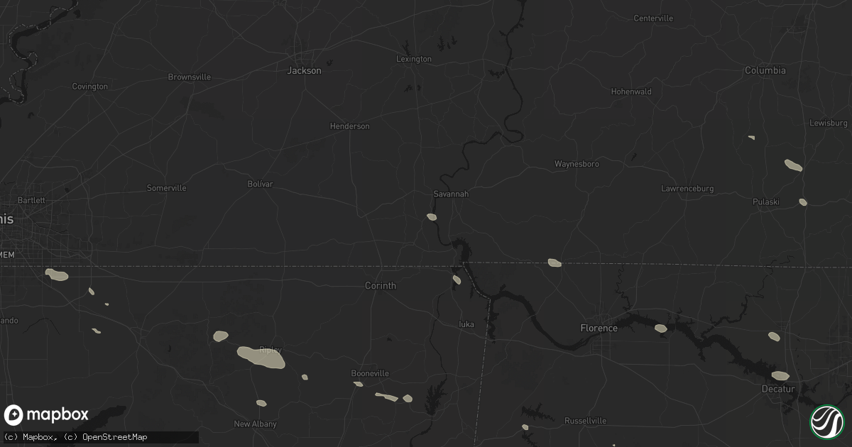 Hail map in Shiloh, TN on August 17, 2026