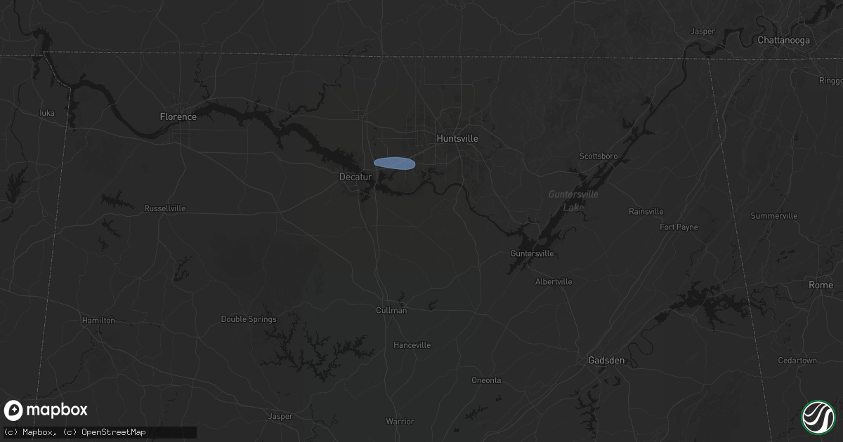 Hail map in Somerville, AL on August 17, 2026