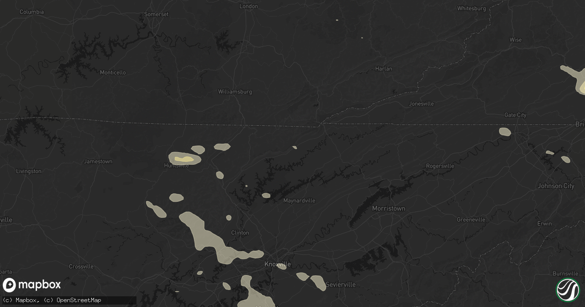 Hail map in Speedwell, TN on August 17, 2026