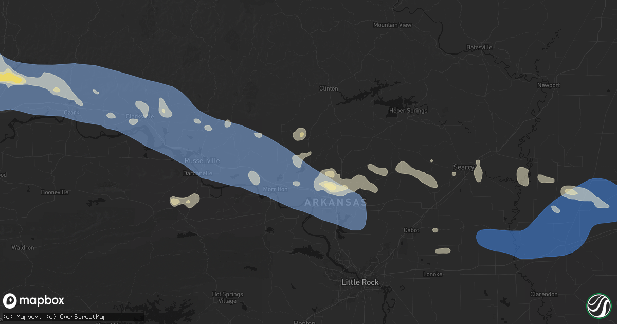 Hail map in Springfield, AR on August 17, 2026