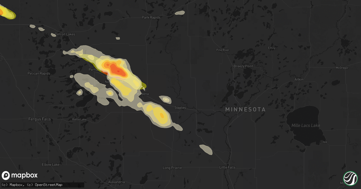 Hail map in Staples, MN on August 17, 2026