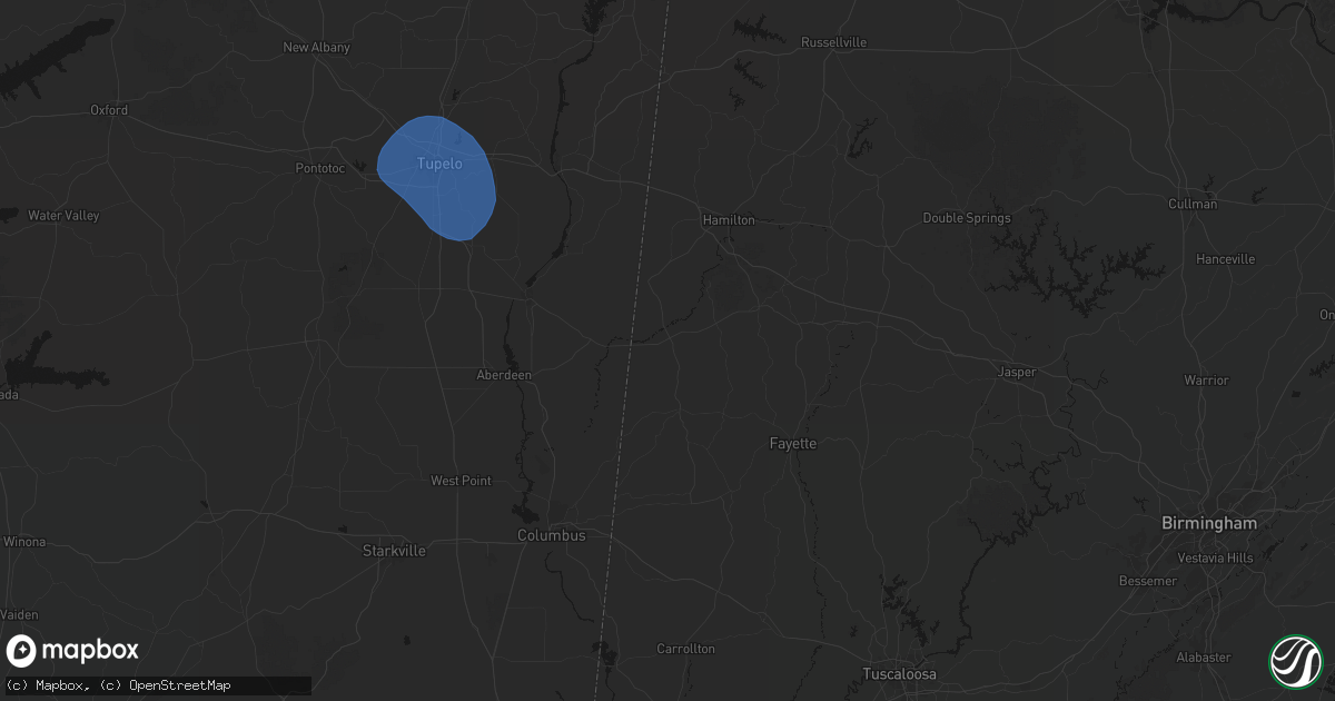 Hail map in Sulligent, AL on August 17, 2026