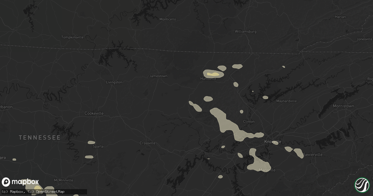 Hail map in Sunbright, TN on August 17, 2026