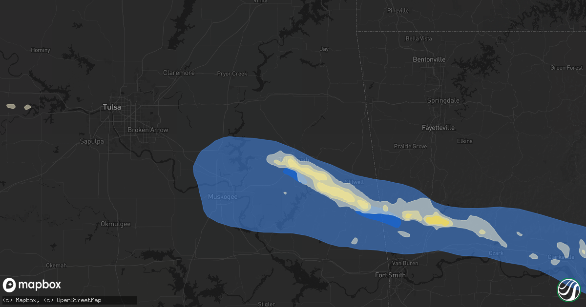 Hail map in Tahlequah, OK on August 17, 2026