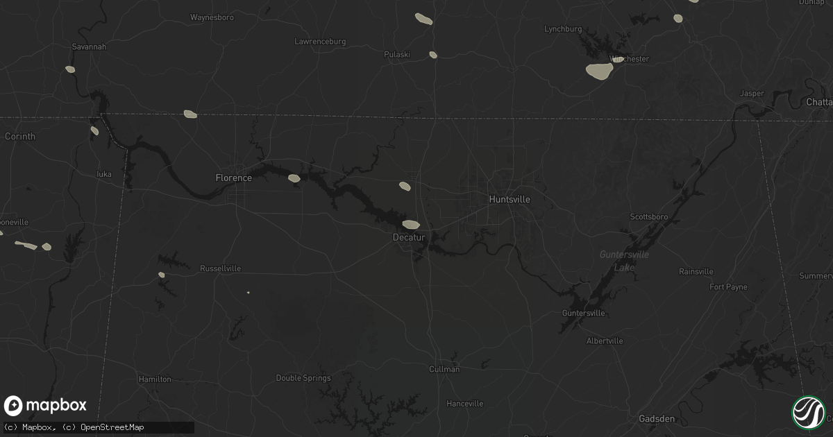 Hail map in Tanner, AL on August 17, 2026