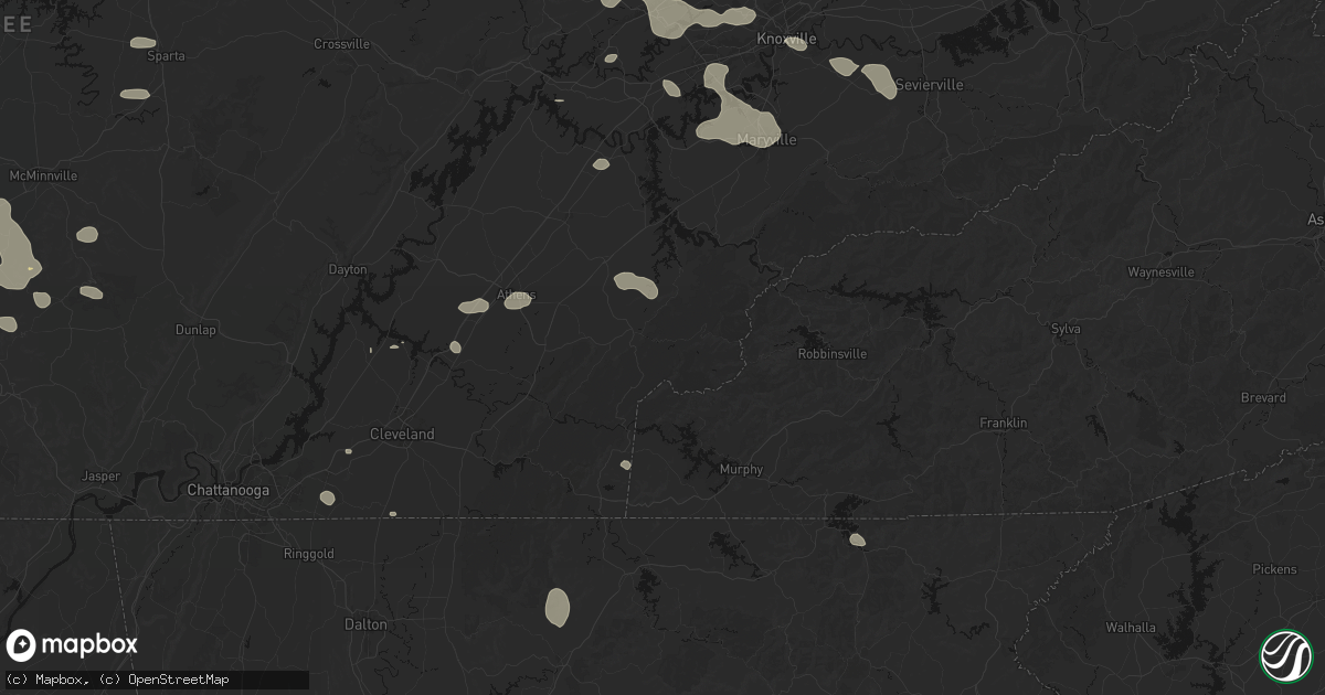 Hail map in Tellico Plains, TN on August 17, 2026