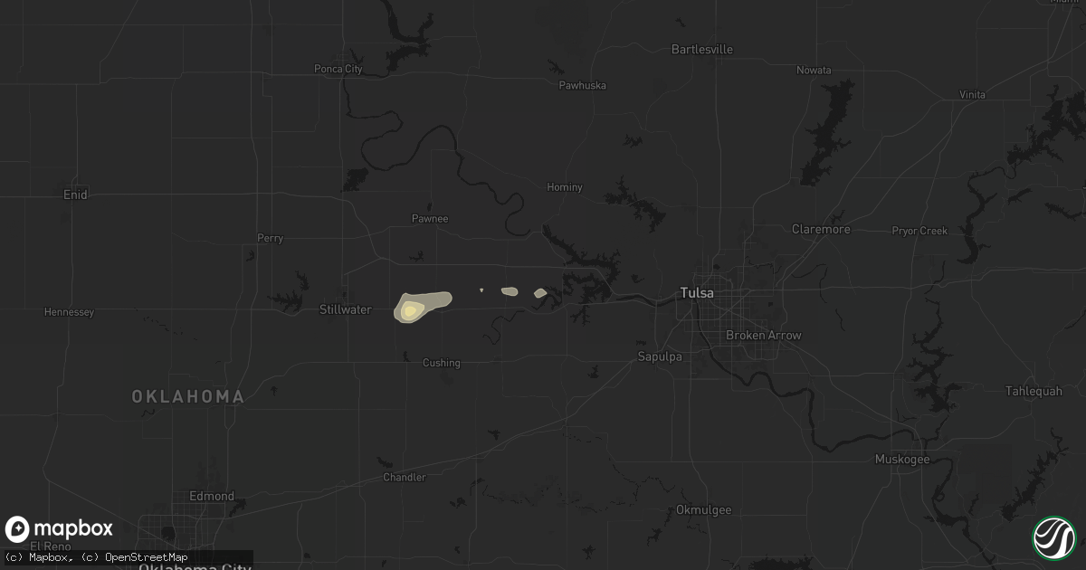Hail map in Terlton, OK on August 17, 2026