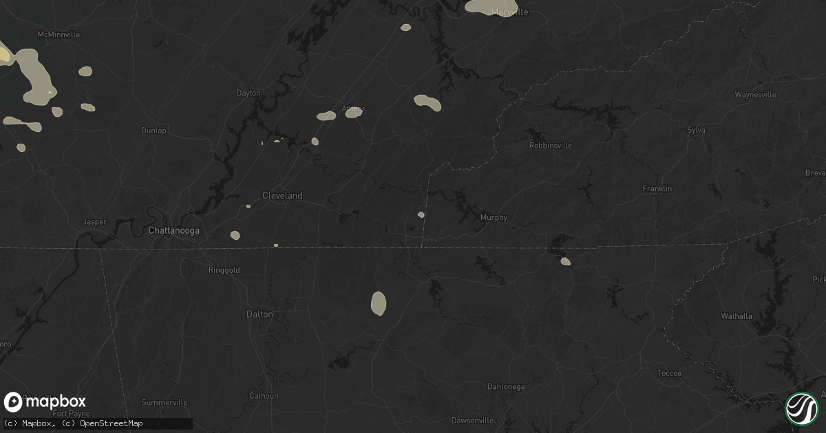 Hail map in Turtletown, TN on August 17, 2026