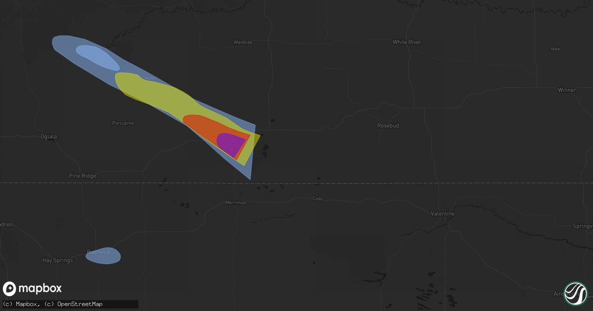 Hail map in Tuthill, SD on August 17, 2026