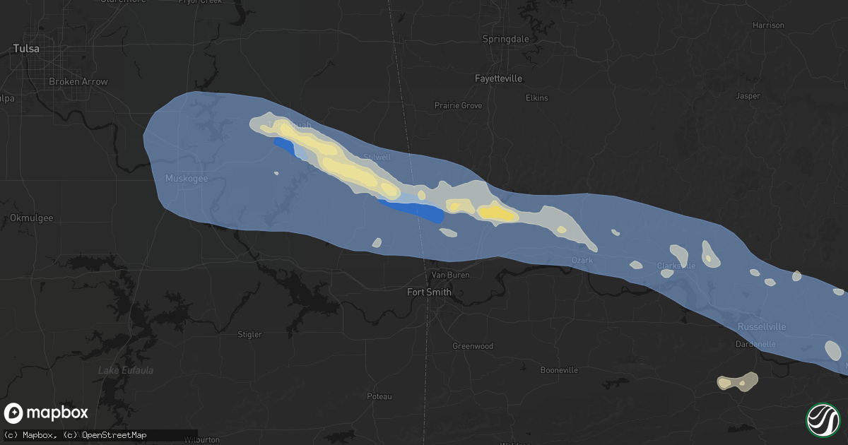 Hail map in Uniontown, AR on August 17, 2026