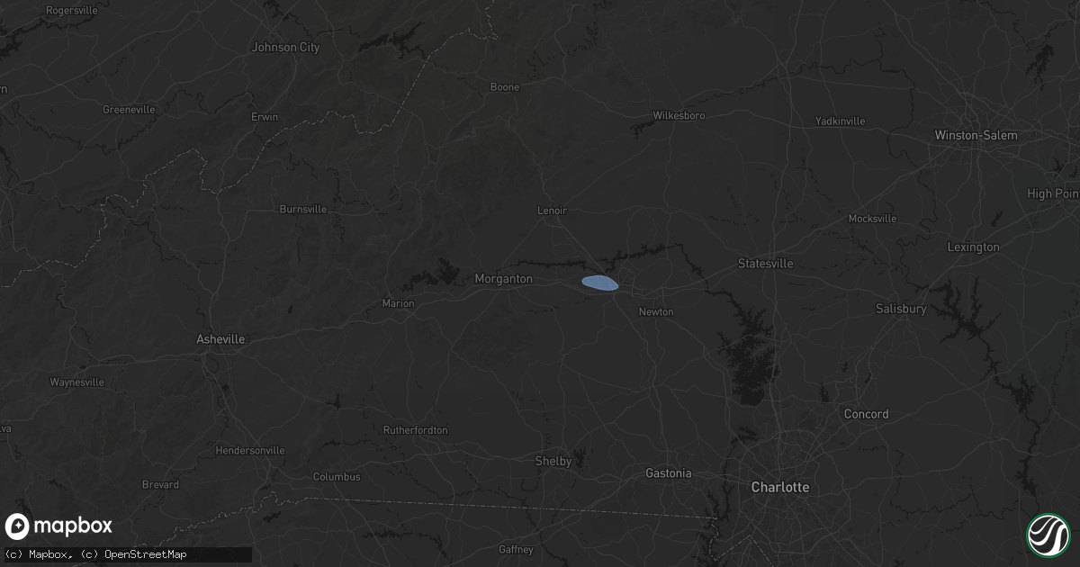 Hail map in Valdese, NC on August 17, 2026