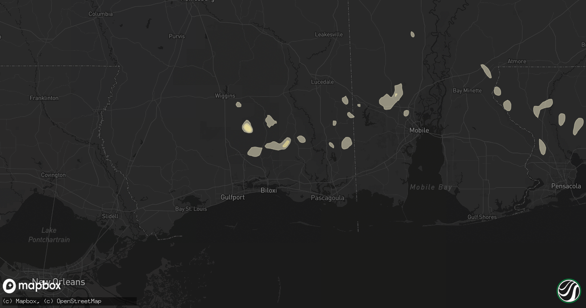 Hail map in Vancleave, MS on August 17, 2026