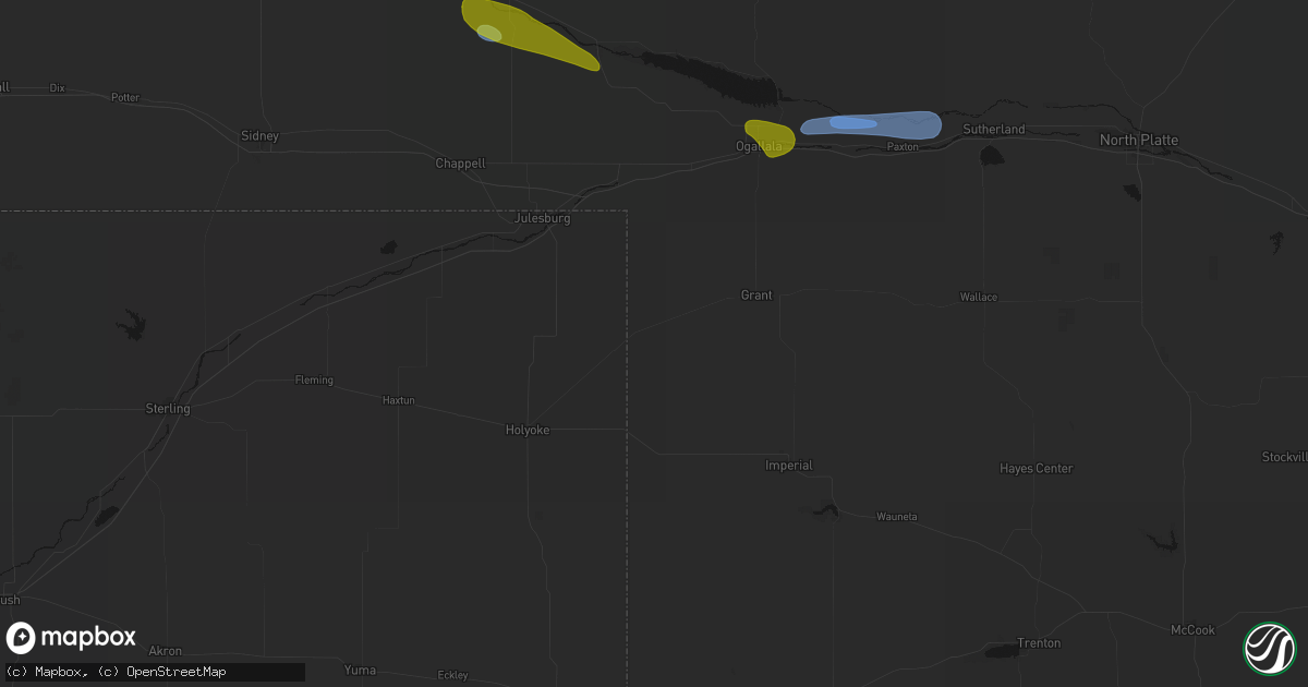 Hail map in Venango, NE on August 17, 2026