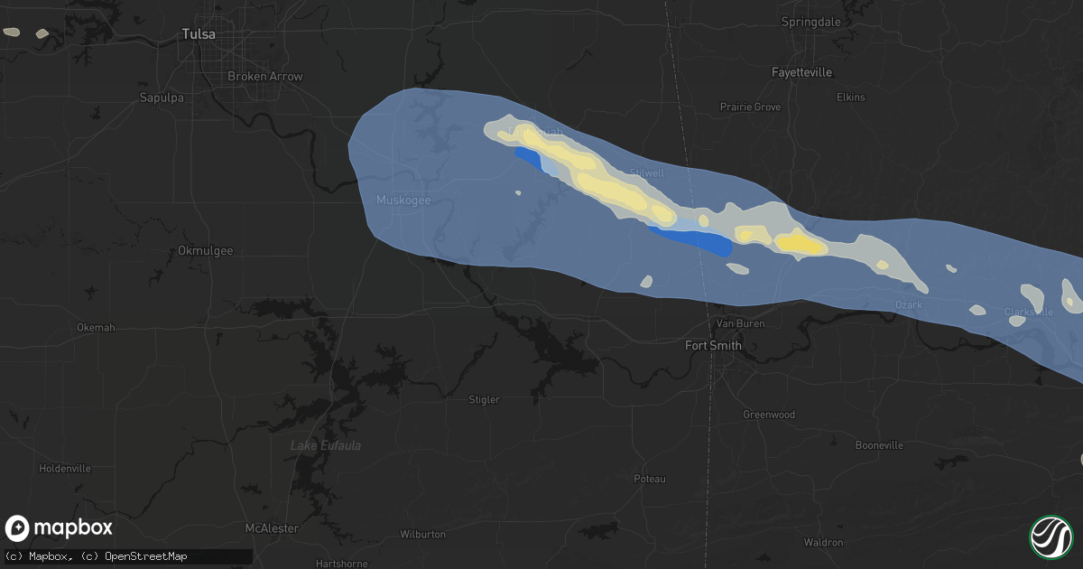 Hail map in Vian, OK on August 17, 2026