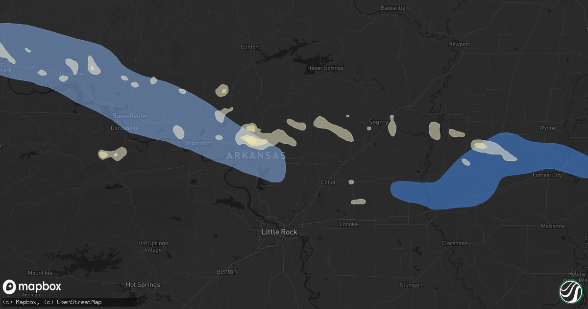 Hail map in Vilonia, AR on August 17, 2026