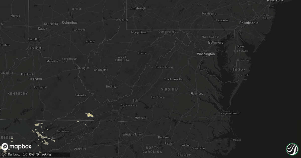 Hail map in Virginia on August 17, 2026