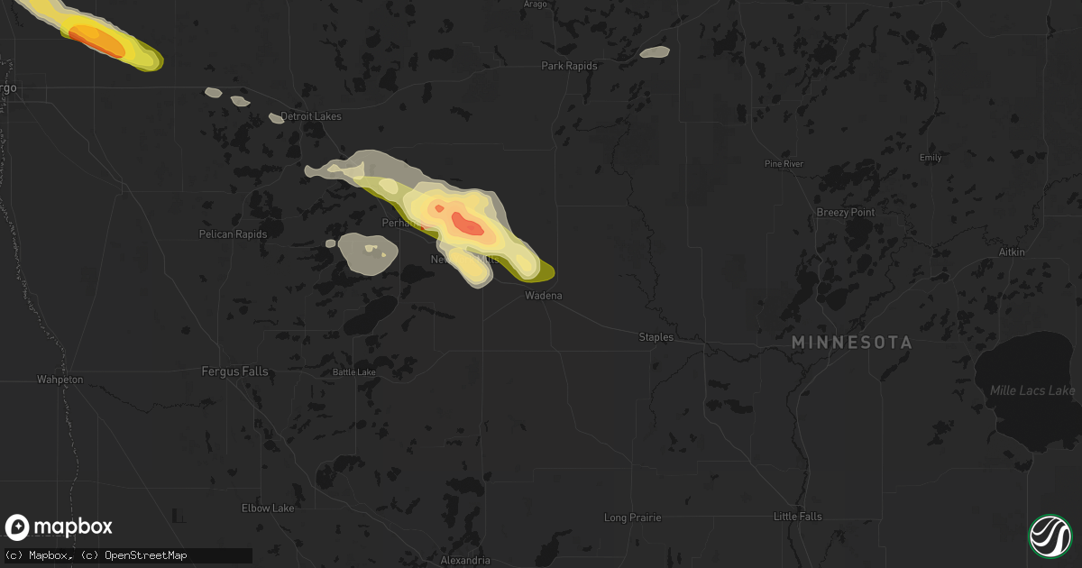 Hail map in Wadena, MN on August 17, 2026
