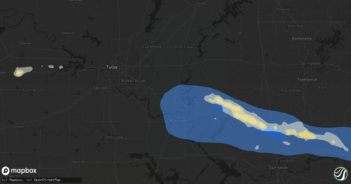 Hail map in Wagoner, OK on August 17, 2026