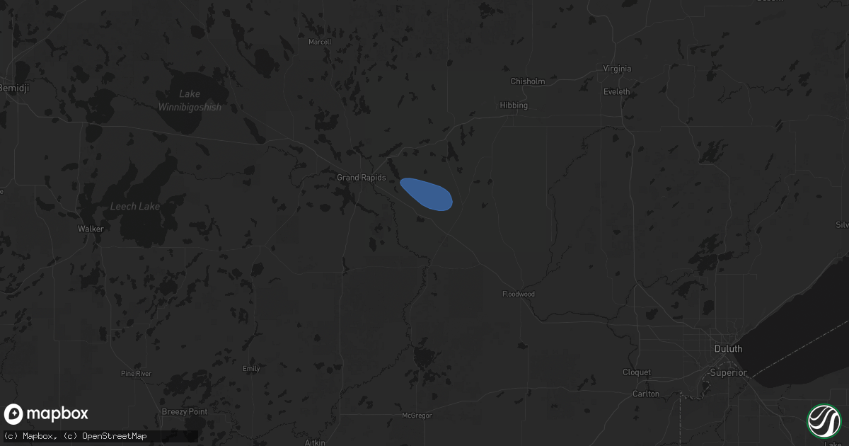 Hail map in Warba, MN on August 17, 2026