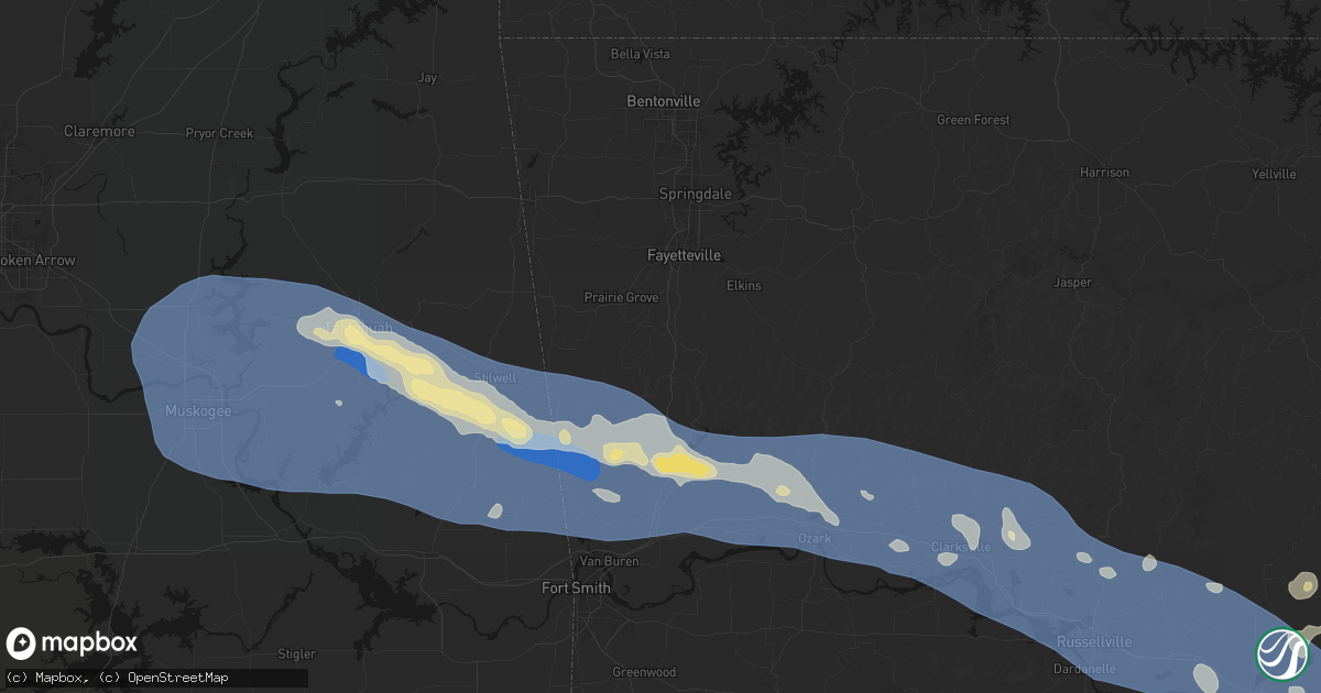 Hail map in West Fork, AR on August 17, 2026